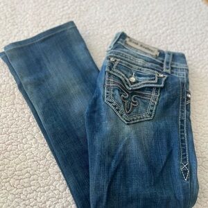 Rock Revival Blue Boot Cut Jeans with Decorative Stitching Size 29 Women’s